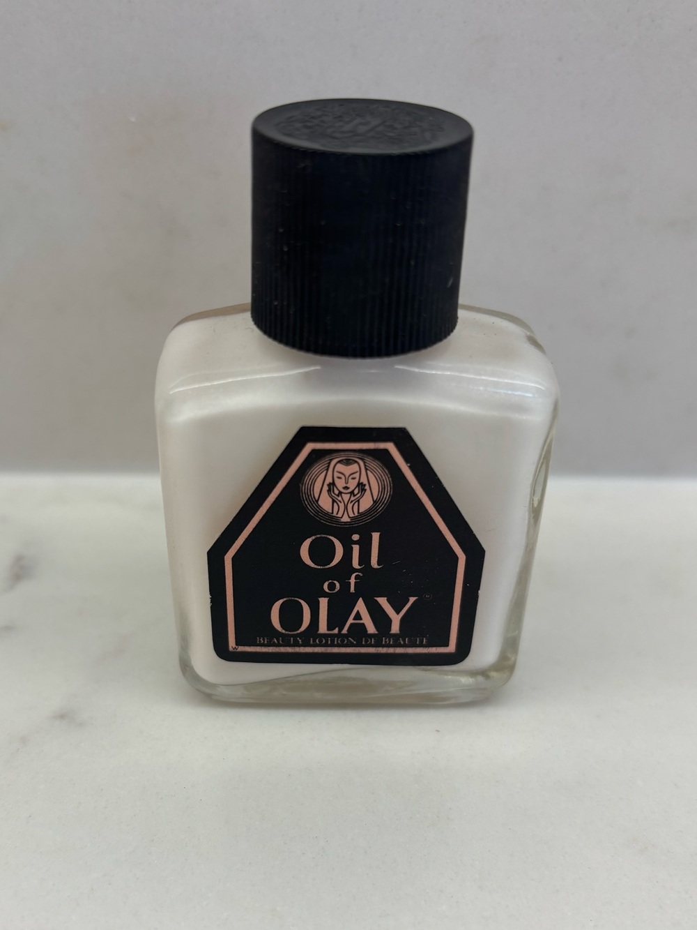 Vintage Original Oil of Olay Beauty Fluid Lotion Sample Glass Jar Original Box